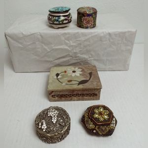 Trinkets Boxes Jewelry Storage containers Bundle Of 5